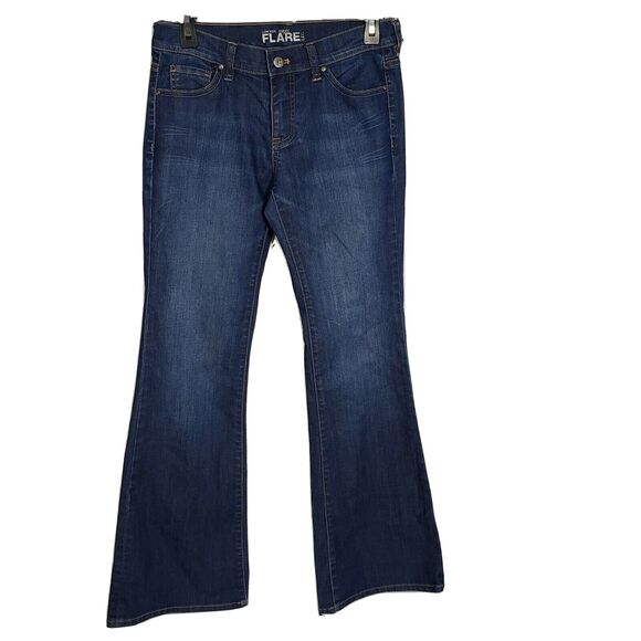 New York Company NYC Womens Jeans Size 2 Super Flare Leg Low Rise Blue Denim - Picture 1 of 10